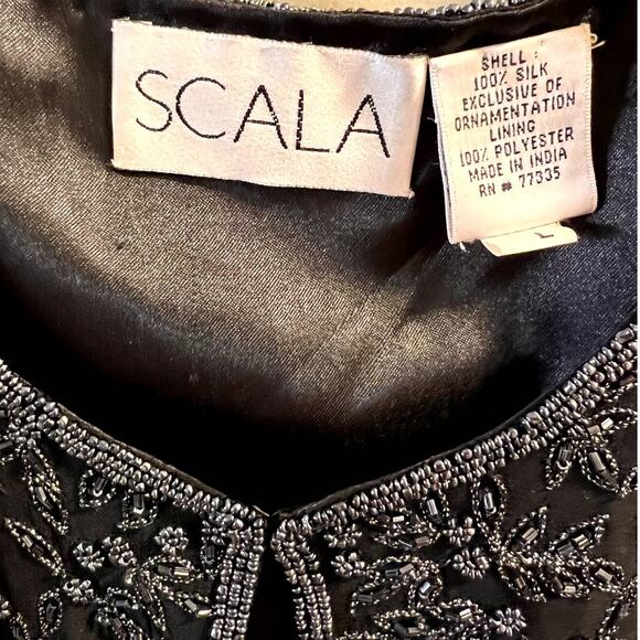 Scala, Womens Silk Beaded Black Formal Evening Jacket, Large - Picture 3 of 15